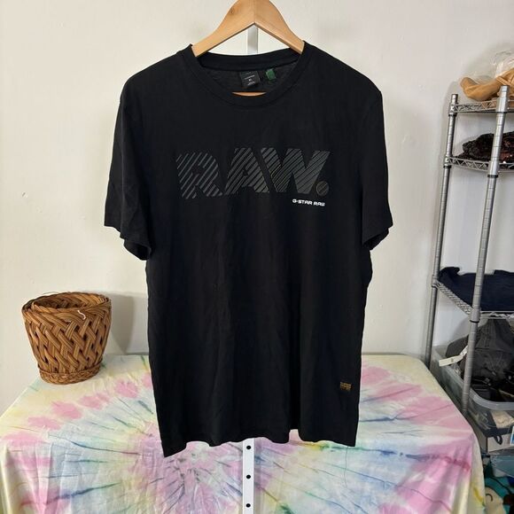 G-Star Black Short Sleeve Tee with Tonal RAW Design mens XL cotton basic - Picture 5 of 6